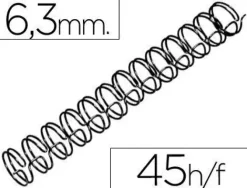#GBC CAJA 100 CANUTILLOS WIRE 6,3MM NEGRO PASO 3:1 34 ANILLAS HASTA 125 HOJAS DIN A20 REF 810410