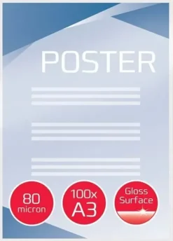 GBC PAQUETE DE 100 CARTERAS PLASTIFICACION A3 CON BRILLO - ALTA CALIDAD - ESQUINAS REDONDEADAS - 80 MICRAS - TRANSPARENTE