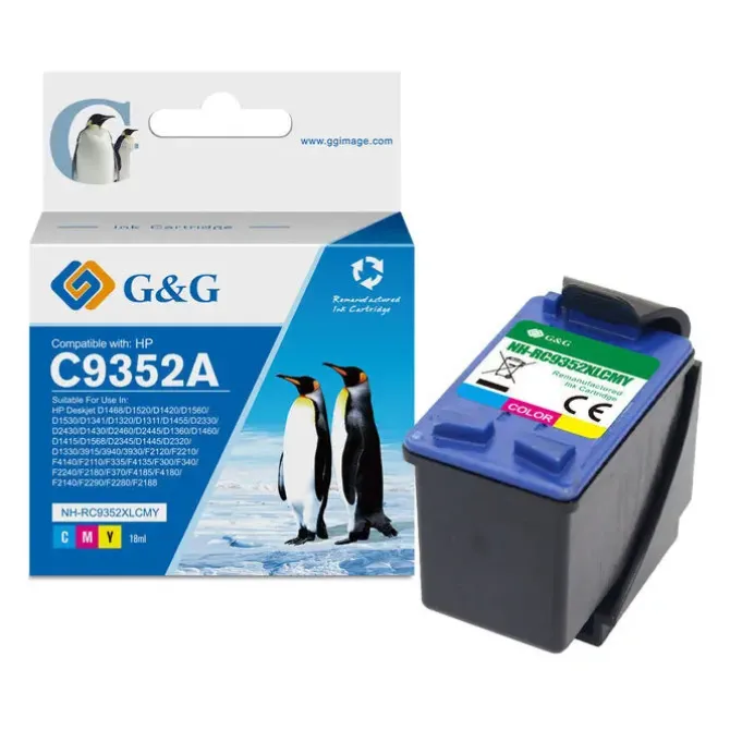 G&G HP 22XL COLOR CARTUCHO DE TINTA REMANUFACTURADO - REEMPLAZA C9352AE/C9352CE