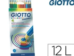 GIOTTO STILNOVO ACQUARELL PACK DE 12 LAPICES DE COLORES ACUARELABLES HEXAGONALES - MINA 3.3 MM - MADERA - COLORES SURTIDOS