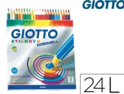 GIOTTO STILNOVO ACQUARELL PACK DE 24 LAPICES DE COLORES ACUARELABLES HEXAGONALES - MINA 3.3 MM - MADERA - COLORES SURTIDOS