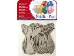 GLOBOS METALIZADOS PLATA BOLSA DE 15 UNIDADES