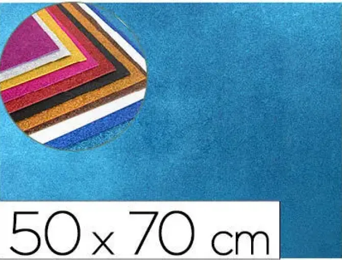 GOMA EVA CON PURPURINA LIDERPAPEL 50X70CM 60G/M2 ESPESOR 2MM AZUL CLARO