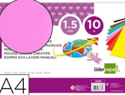 GOMA EVA LIDERPAPEL DIN A4 60G/M2 ESPESOR 1,5MM ROSA PAQUETE DE 10 HOJAS