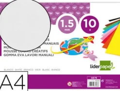 GOMA EVA LIDERPAPEL DIN A4 60G/M2 ESPESOR 1,5MM BLANCO PAQUETE DE 10 HOJAS