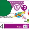 GOMA EVA LIDERPAPEL DIN A4 60G/M2 ESPESOR 1,5MM VERDE PAQUETE DE 10 HOJAS