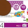 GOMA EVA LIDERPAPEL DIN A4 60G/M2 ESPESOR 1,5MM MARRON PAQUETE DE 10 HOJAS