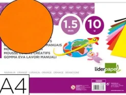 GOMA EVA LIDERPAPEL DIN A4 60G/M2 ESPESOR 1,5MM NARANJA PAQUETE DE 10 HOJAS