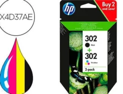 HP 302 NEGRO + COLOR PACK DE 2 CARTUCHOS DE TINTA ORIGINALES - X4D37AE