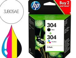 HP 304 NEGRO + COLOR PACK DE 2 CARTUCHOS DE TINTA ORIGINALES - 3JB05AE