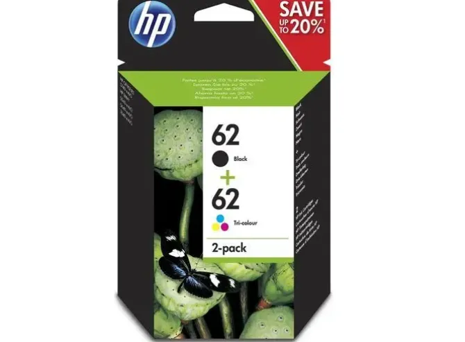 HP 62 NEGRO + COLOR PACK DE 2 CARTUCHOS DE TINTA ORIGINALES - N9J71AE