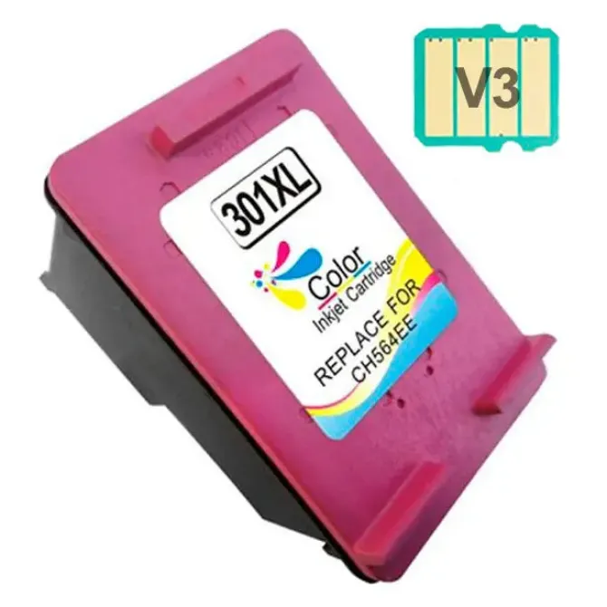 HP 301XL COLOR CARTUCHO DE TINTA REMANUFACTURADO - MUESTRA NIVEL DE TINTA - REEMPLAZA CH564EE/CH562EE
