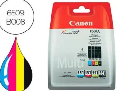 INK-JET CANON 551 C/M/Y/BK PIXMA IP8750 / IX6850 / MG5550 / MG6450 / MG7150 / MX725 / MX925 PACK 4 COLORES