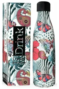 ITOTAL BOTELLA TERMICA BUTTERFLY 500ML ACERO INOXIDABLE ID0421 MARIPOSAS Y MOTIVOS FLORALES