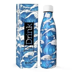 ITOTAL BOTELLA TERMICA WAVE 500ML ACERO INOXIDABLE ID431 DECORADA COL OLAS