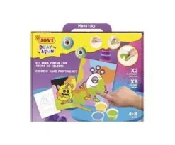 JOVI PLAY & FUN KIT PINTA CON ARENA MONSTERS CON 8 BOTES DE ARENA + 1 PUNZON + 3 LAMINAS CON DISEÑOS DE MONSTRUOS - COLORES SURTIDOS
