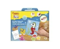 JOVI PLAY & FUN KIT PINTA CON ARENA OCEAN CON 8 BOTES DE ARENA + 1 PUNZON + 3 LAMINAS CON DISEÑOS DE ANIMALES ACUATICOS - COLORES SURTIDOS
