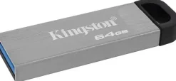 KINGSTON DATATRAVELER KYSON MEMORIA USB 64GB - 3.2 GEN 1 - 200 MB/S EN LECTURA - DISEÑO METALICO - COLOR PLATA (PENDRIVE)