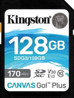 KINGSTON TARJETA SDXC 128GB UHS-I U3 V30 CLASE 10 170MB/S CANVAS GO PLUS