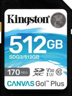 KINGSTON TARJETA SDXC 512GB UHS-I U3 V30 CLASE 10 170MB/S CANVAS GO PLUS