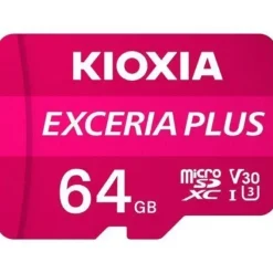 KIOXIA EXCERIA PLUS TARJETA MICRO SDXC 64GB UHS-I U3 V30 A1 CLASE 10 CON ADAPTADOR