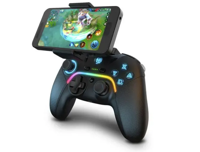 KROM KAYROS MANDO/GAMEPAD BLUETOOTH - AUTONOMIA HASTA 12H - MODO TURBO - VIBRACION AJUSTABLE - COMPATIBLE CON PC, SWITCH, ANDROID E IOS - SOPORTE PARA SMARTPHONE INCLUIDO