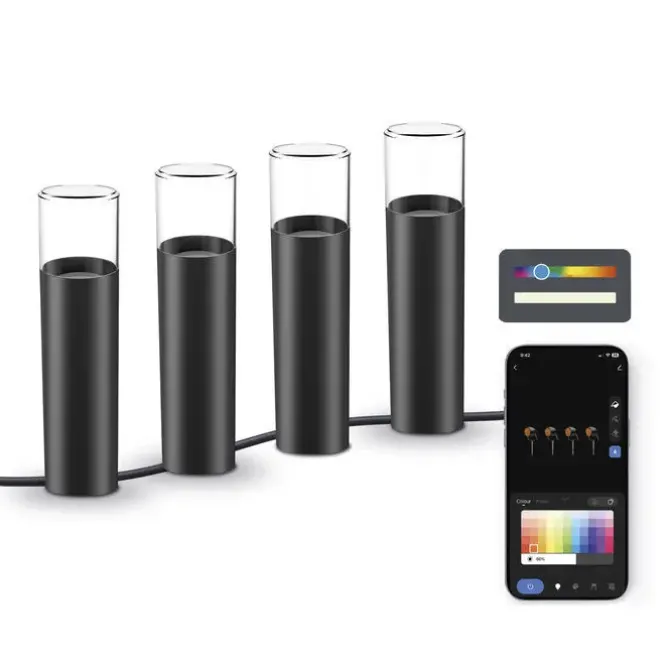 KSIX PACK 4 SMARTLED OUTDOOR BALIZAS RGBWIC - IP65 - CONTROL POR APP - INSTALACION FACIL