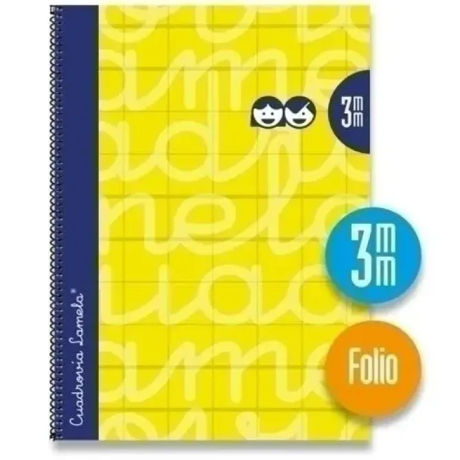 LAMELA CUADERNO TAPA EXTRA DURA FOLIO 080 HOJAS 3MM AMARILLO CUADROVIA 7FTE003AM