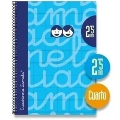 LAMELA CUADERNO TAPA EXTRA DURA CUARTO 4º 080 HOJAS 2,5MM AZUL CUADROVIA 7CTE002A