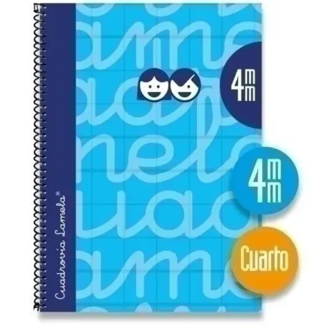 LAMELA CUADERNO TAPA EXTRADURA 4º CUARTILLA A5 AZUL 80 HOJAS 5MM CUADROVIA TAPA FORRADA