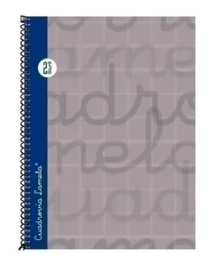 LAMELA CUADERNO TAPA EXTRA DURA CUARTO 4º 080 HOJAS 2,5MM GRIS CUADROVIA 7CTE002G