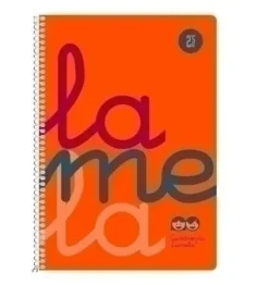 LAMELA CUADERNO TAPA PLASTICO 4º CUARTILLA A5 NARANJA 80 HOJAS 2,5MM CUADROVIA POLIPROPILENO 7CTP002N