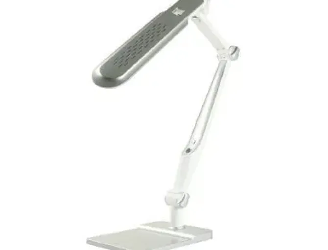 LAMPARA DE OFICINA Q-CONNECT SOBREMESA PROFESIONAL ABS 32 LEDS 10 W INTERRUPTOR SENSOR 3 NIVELES COLOR CROMADO