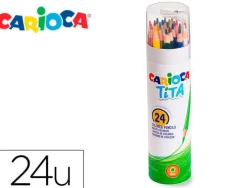 LAPICES DE COLORES CARIOCA TITA MINA 3 MM TUBO METAL 24 COLORES SURTIDOS + SACAPUNTAS