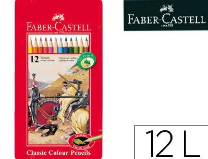 LAPICES DE COLORES FABER CASTELL CAJA METALICA DE 12 COLORES SURTIDOS