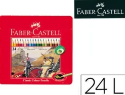 LAPICES DE COLORES FABER CASTELL CAJA METALICA DE 24 COLORES SURTIDOS