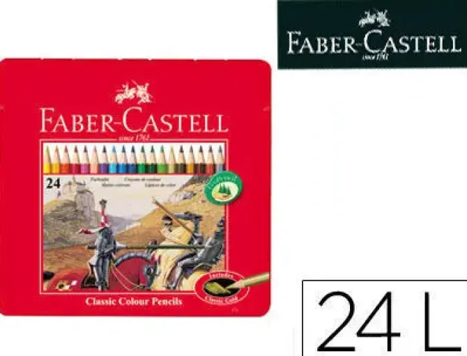 LAPICES DE COLORES FABER CASTELL CAJA METALICA DE 24 COLORES SURTIDOS
