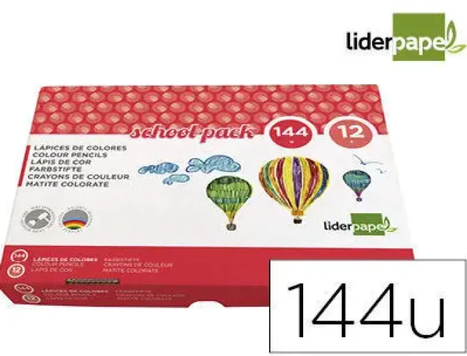 LAPICES DE COLORES LIDERPAPEL SCHOOL PACK DE 144 UNIDADES 12 COLORES X 12 UNIDADES