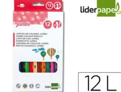 LAPICES DE COLORES LIDERPAPEL C/ DE 12 COLORES JUMBO CON SACAPUNTAS