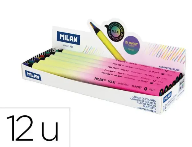 LAPICES DE COLORES MILAN SERIE SUNSET REDONDO MULTICOLOR CAJA DE 12 UNIDADES