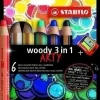 LAPICES DE COLORES STABILO WOODY 3 EN 1 ARTY LINE MINA XXL ESTUCHE DE 6 COLORES SURTIDOS + SACAPUNTAS