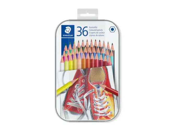 LAPICES DE COLORES STAEDTLER CAJA METALICA DE 36 UNIDADES COLORES SURTIDOS
