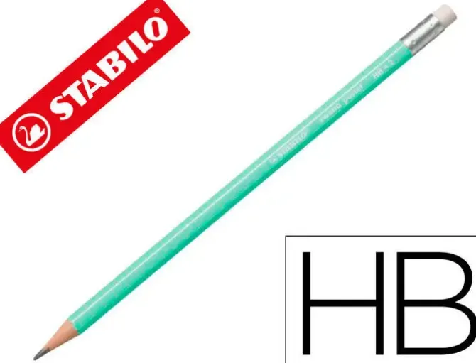 LAPICES DE GRAFITO CON GOMA STABILO SWANO MINA 2,2 MM DUREZA HB VERDE PASTEL