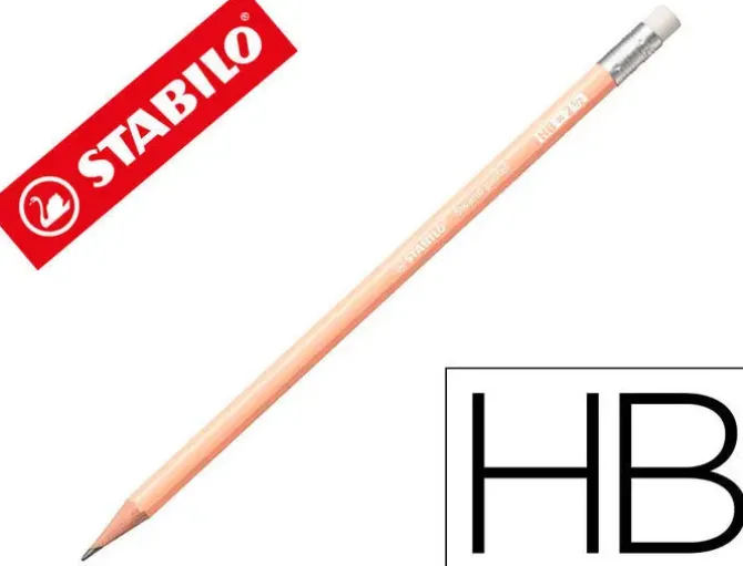 LAPICES DE GRAFITO CON GOMA STABILO SWANO MINA 2,2 MM DUREZA HB MELOCOTON PASTEL