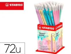LAPICES DE GRAFITO CON GOMA STABILO SWANO MINA 2,2 MM DUREZA HB COLORES PASTELES