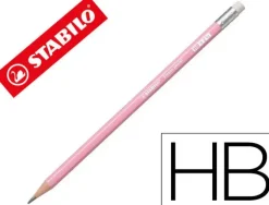 LAPICES DE GRAFITO CON GOMA STABILO SWANO MINA 2,2 MM DUREZA HB ROSA PASTEL