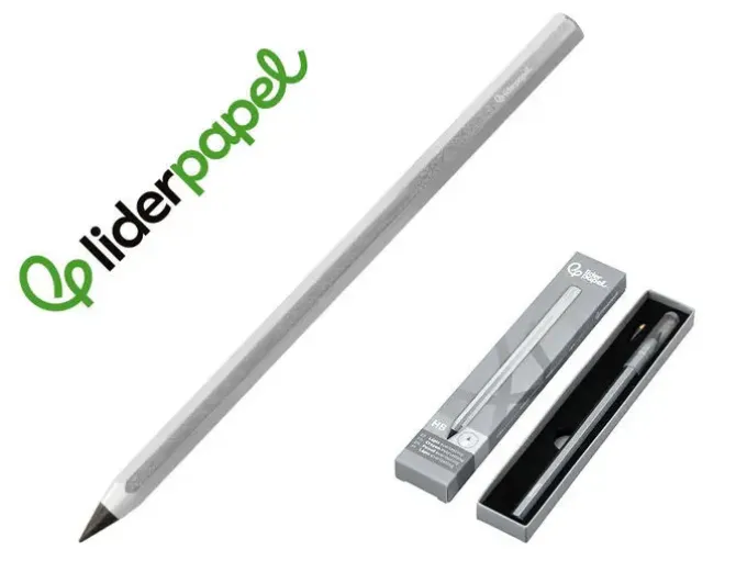 LAPICES DE GRAFITO INFINITO LIDERPAPEL ALUMINIO HEXAGONAL PLATEADO ULTRA RESISTENTE 1 PUNTA DE RECAMBIO