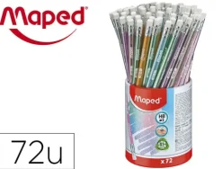 LAPIZ DE GRAFITO MAPED PLASTICO GLITTER DECO HB CON GOMA COLORES SURTIDOS