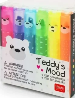 LEGAMI 6 MINI ROTULADORES FLUORESCENTES OSITOS TEDDYS MOOD