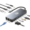 LEOTEC ADAPTADOR 11 EN 1 PLUS USB-C A 1XDISPLAYPORT, 1XHDMI, 1XVGA, 1XRJ45, 3XUSB-A 3.2, 1XUSB-C PD, 1XTF+1XSD, 1X AUDIO - COLOR GRIS